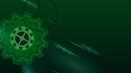 Green mechanical gears background. Creative thinking concept. 3D illustration.
