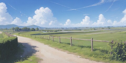 青空の綺麗な風景のイラスト背景素材