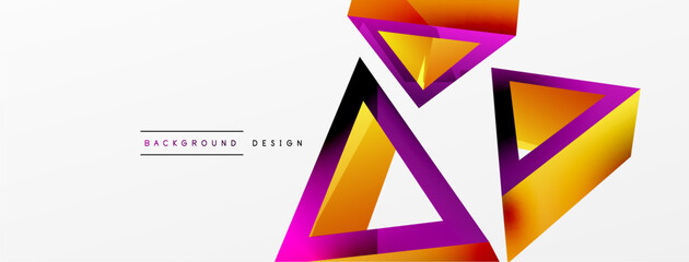 3d triangle abstract background. Basic shape technology or business concept composition. Trendy techno business template for wallpaper, banner, background or landing
