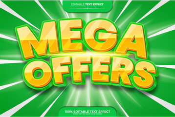Mega Offers 3D Editable text effect vector illustration