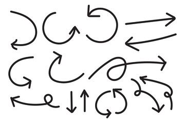 Hand drawn arrow set. Set of hand-drawn arrows isolated on white background