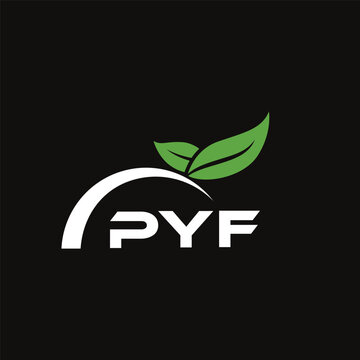 PYF letter nature logo design on black background. PYF creative initials letter leaf logo concept. PYF letter design.
