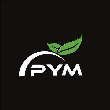 PYM letter nature logo design on black background. PYM creative initials letter leaf logo concept. PYM letter design.
