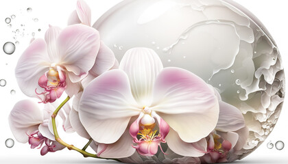 Abstract background with orchid flowers. illustration. Generative AI