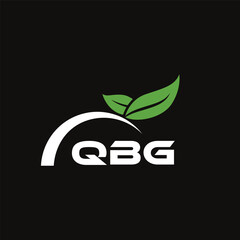 QBG letter nature logo design on black background. QBG creative initials letter leaf logo concept. QBG letter design.