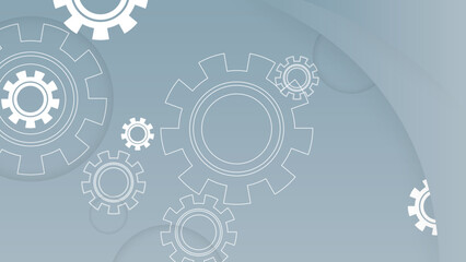 Light grey abstract background with gears, vector illustration. Minimal idea concept.