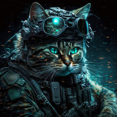 Special Ops Cat. Created with Generative AI. 