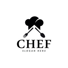 Chef and restaurant simple retro logo design.