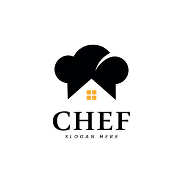 Vintage retro Home Chef logo design vector from creative combination of a house and a chef's hat, good logo for catering, restaurant, home cooking, home industry etc.