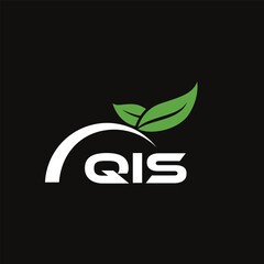 QIS letter nature logo design on black background. QIS creative initials letter leaf logo concept. QIS letter design.