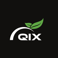 QIX letter nature logo design on black background. QIX creative initials letter leaf logo concept. QIX letter design.