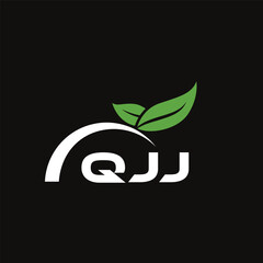 QJJ letter nature logo design on black background. QJJ creative initials letter leaf logo concept. QJJ letter design.
