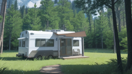 美しい木々の中にあるテント　キャンプ　ソロキャンプTent camping solo camping in beautiful trees