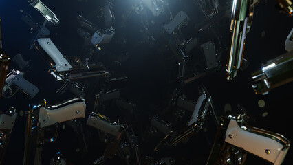 3D illustration Background for advertising and wallpaper in weapon and war scene. 3D rendering in...