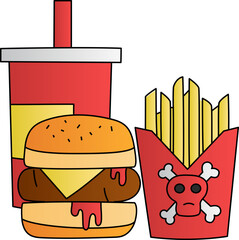 Junk food decorative design element for website, presentation, flyer, brochure, printing, application. illustration style