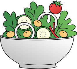 Salad decorative design element for website, presentation, flyer, brochure, printing, application. illustration style