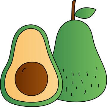 recommend clip art: Avocado decorative design element for website, presentation, flyer, brochure, printing, application. illustration style