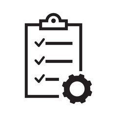 Checklist with gear icon symbol