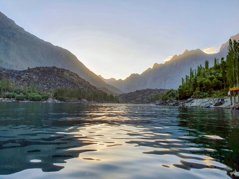 lake and mountains
