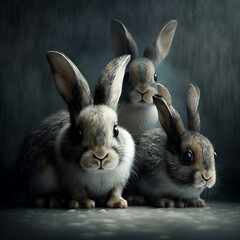 Fototapeta premium rabbits on a dark background