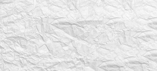 Wide Crumpled white paper Texture background.