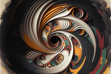 Abstract colorful swirl art image. Fictional model. Made with Generative AI