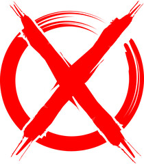 Red X sign symbol, icon, letter x sign, no sign design transparent background