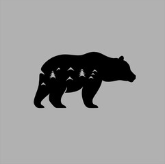 vector bear animal, for retro logos, emblems, badges, label templates and t-shirt vintage design elements.