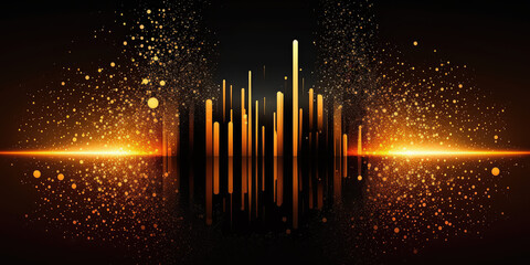 background of abstract glitter lights. red, gold and black. banner, generative ai