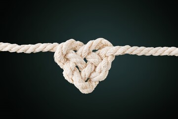 The rope knot in heart shape, strong love concept