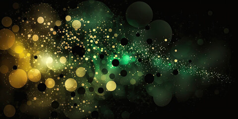 Obraz na płótnie Canvas background of abstract glitter lights. green, gold and black. banner, generative ai