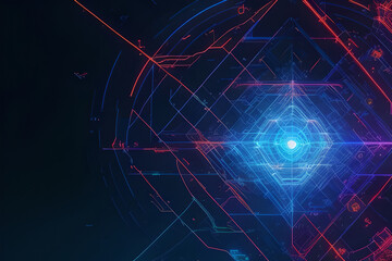 Abstract Futuristic Diamond Shapped Neon Lines Sci-Fi High Details Tech Background Generative AI illustration