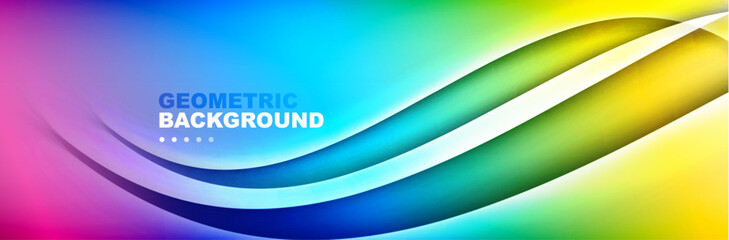 Wavy lines, technology digital template with shadows and lights on gradient background. Trendy simple fluid color gradient abstract background with dynamic wave shadow lines effect