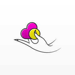 Charity hand logo design concept. Sharing logo design template