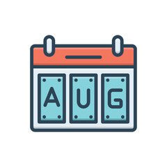 Color illustration icon for august - obrazy, fototapety, plakaty