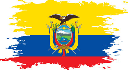Ecuador flag grunge brush color image vector - obrazy, fototapety, plakaty