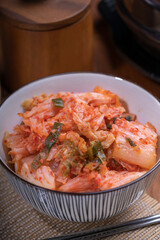 Kimchi,  Korean traditional fermented vegetable a side dish at meals.