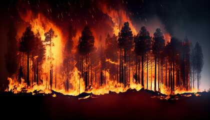 Inferno with forrest on fire. generative AI