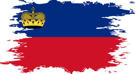 Liechtenstein flag grunge brush color image vector - obrazy, fototapety, plakaty