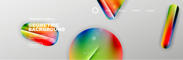 Overlapping geometric shapes background. 3D shadow effects and fluid gradients. Modern abstract forms