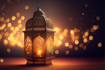 eid, generative, generative ai, generated, lamp, mosque, festival, muslim, islam, celebrate, light, poster, door, frame, electric, electricity, entrance, night, syawal, bokeh, blur, blurred, moon, 