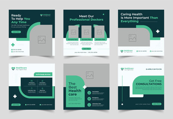 Medical Health Social Media Posts, Medical promotion square web banner, editable banner, doctor