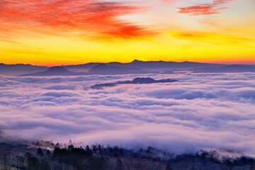 朝焼けと雲海（美幌峠）