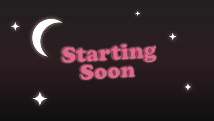 Starting Soon Stream Screen, 3d pink and black, moon and stars, cute girly