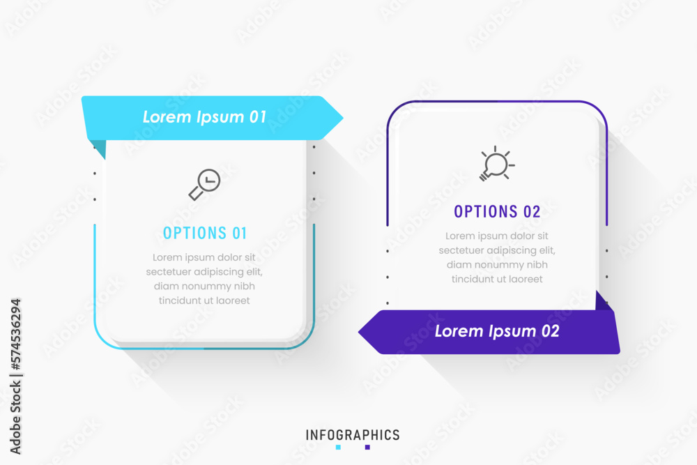 Wall mural vector infographic label design template with icons and 2 options or steps. can be used for process 
