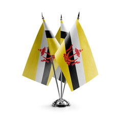 Small national flags of the Brunei on a white background