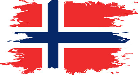 Norway flag grunge brush color image vector