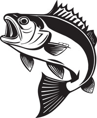 Bass Fishing Logo Monochrome Design Style
