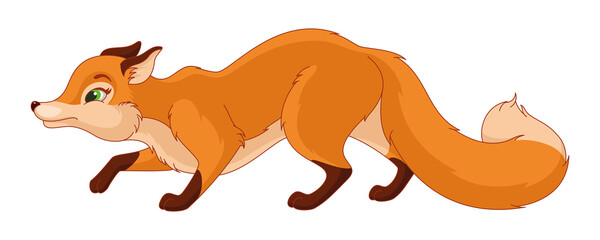 Crouching Fox Cartoon Illustration