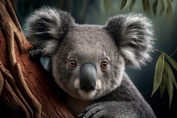 Koala portraits. Generative AI.
